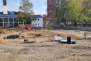 Neubau der Ev. Kita Regenbogenland: Erdbauarbeiten, 5.11.2024 (© Andreas Kaul)
